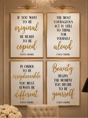 Boss Lady Mindset Collection | Feminine CEO B&W Gallery Wall Art | Chanel Words